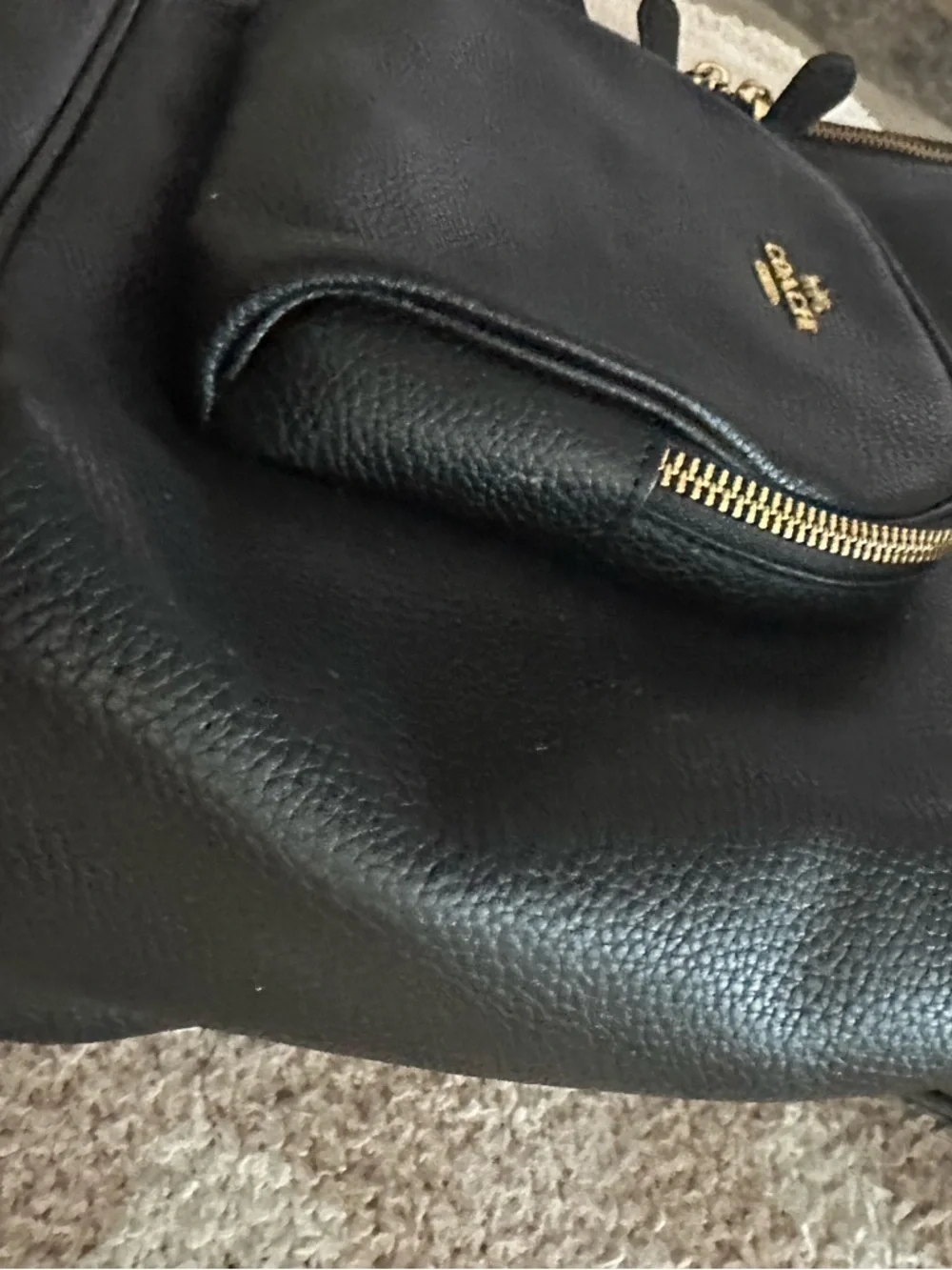 Coach Black Leather Backpack with Gold Accents - Picture 5 of 10